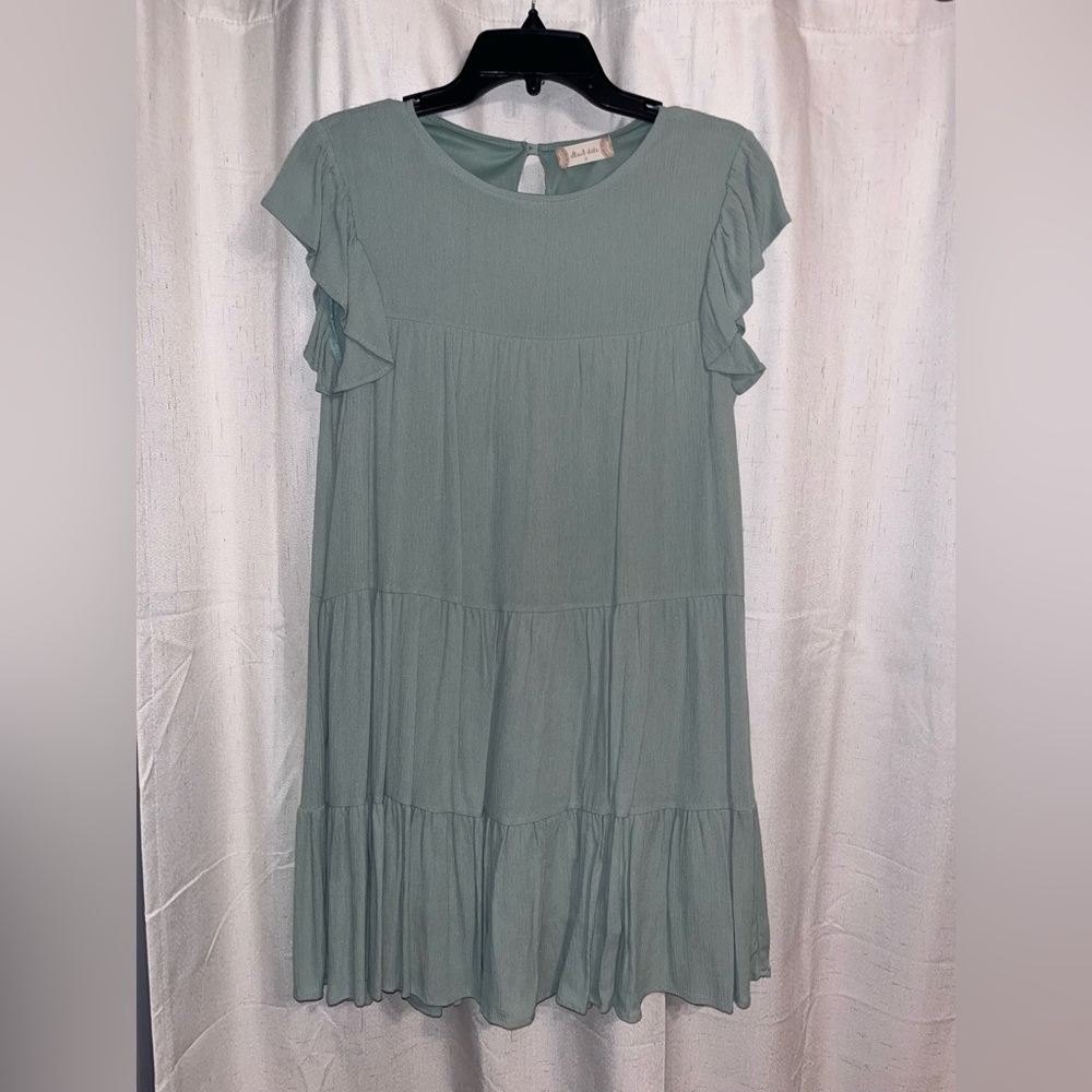 Sage ruffle dress💚